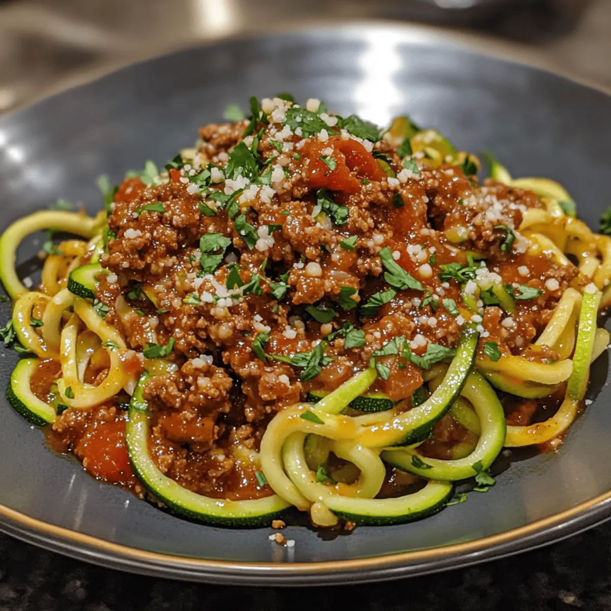 Zucchini Noodles with Meat Sauce